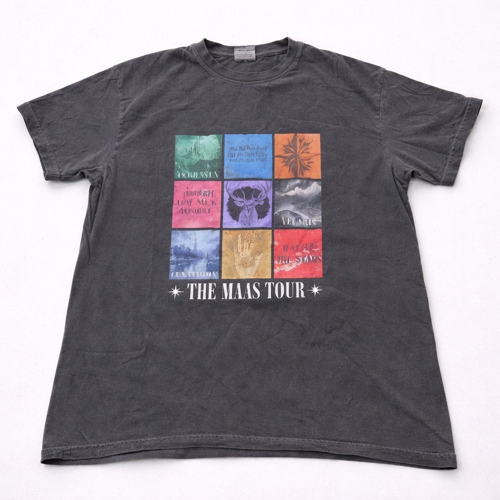 Maas Tour Shirt Large Comfort Colors Gray Fantasy Book Graphic Tee